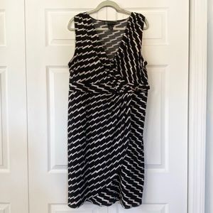 Lane Bryant Black And White Faux Wrap Dress